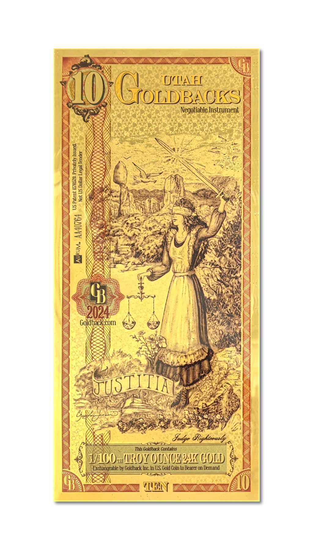 Utah Goldbacks 10 - Justitia (Justice)