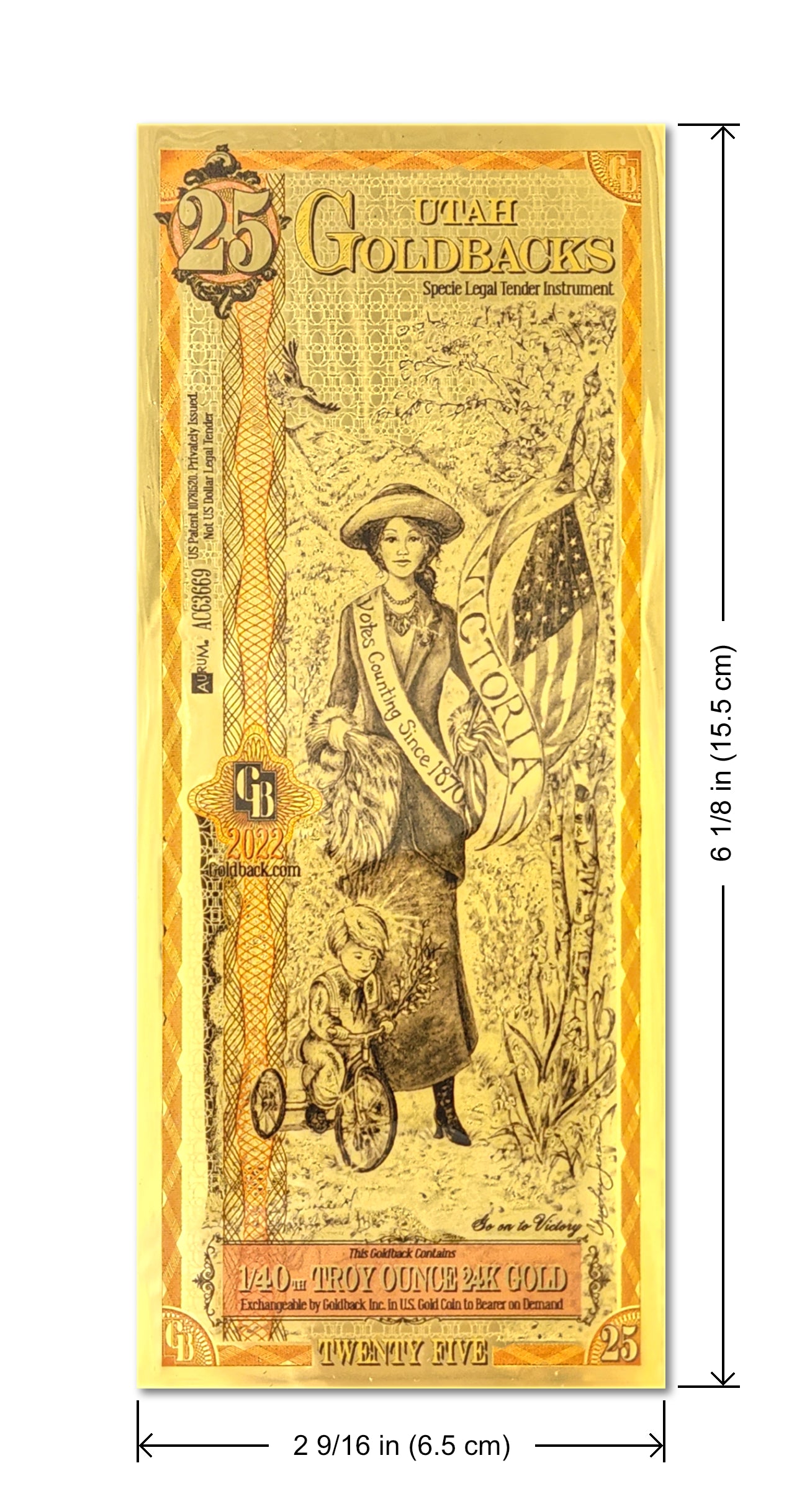 Utah Goldbacks 25 - Gwenly Elva