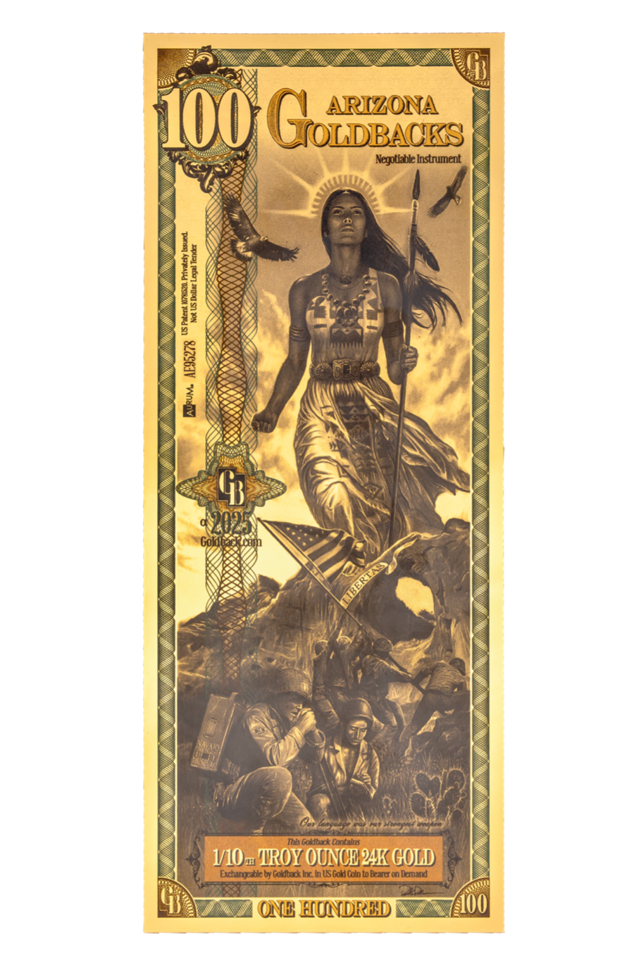 Arizona Goldback 100 Alpha Series - 1/10 Troy Ounce 24K Gold
