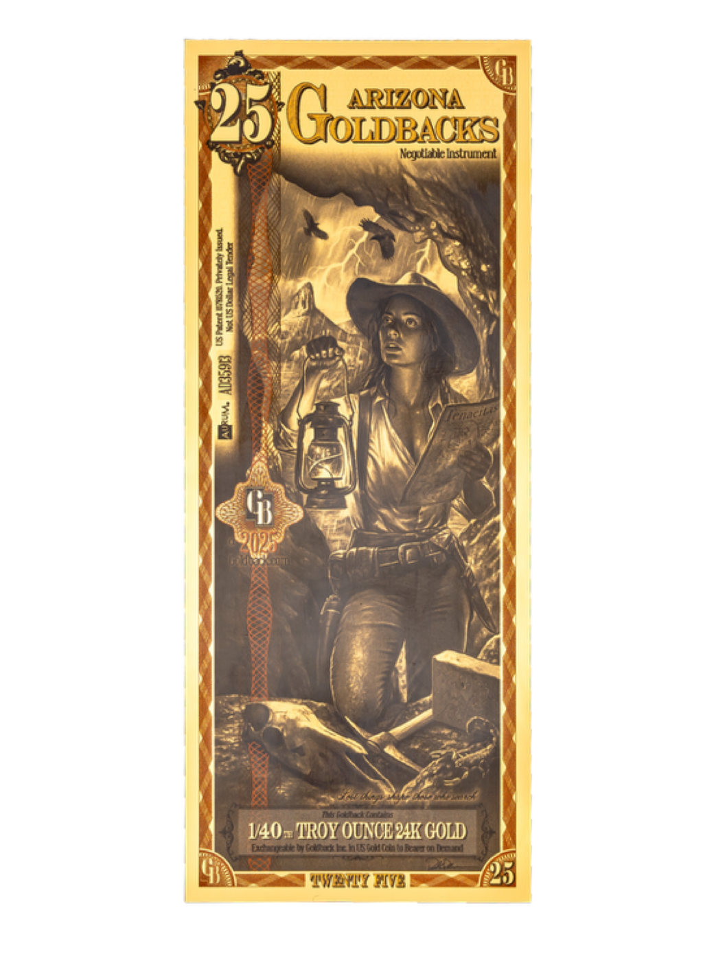 Arizona Goldback 25 Alpha Series - 1/40 Troy Ounce 24K Gold