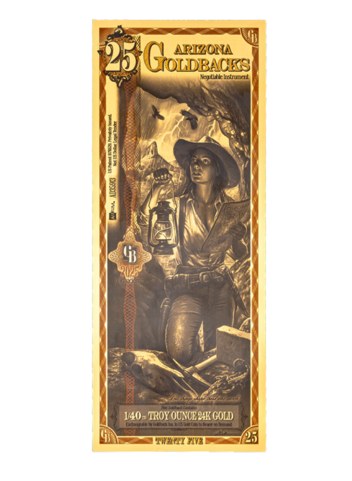 Arizona Goldback 25 Alpha Series - 1/40 Troy Ounce 24K Gold