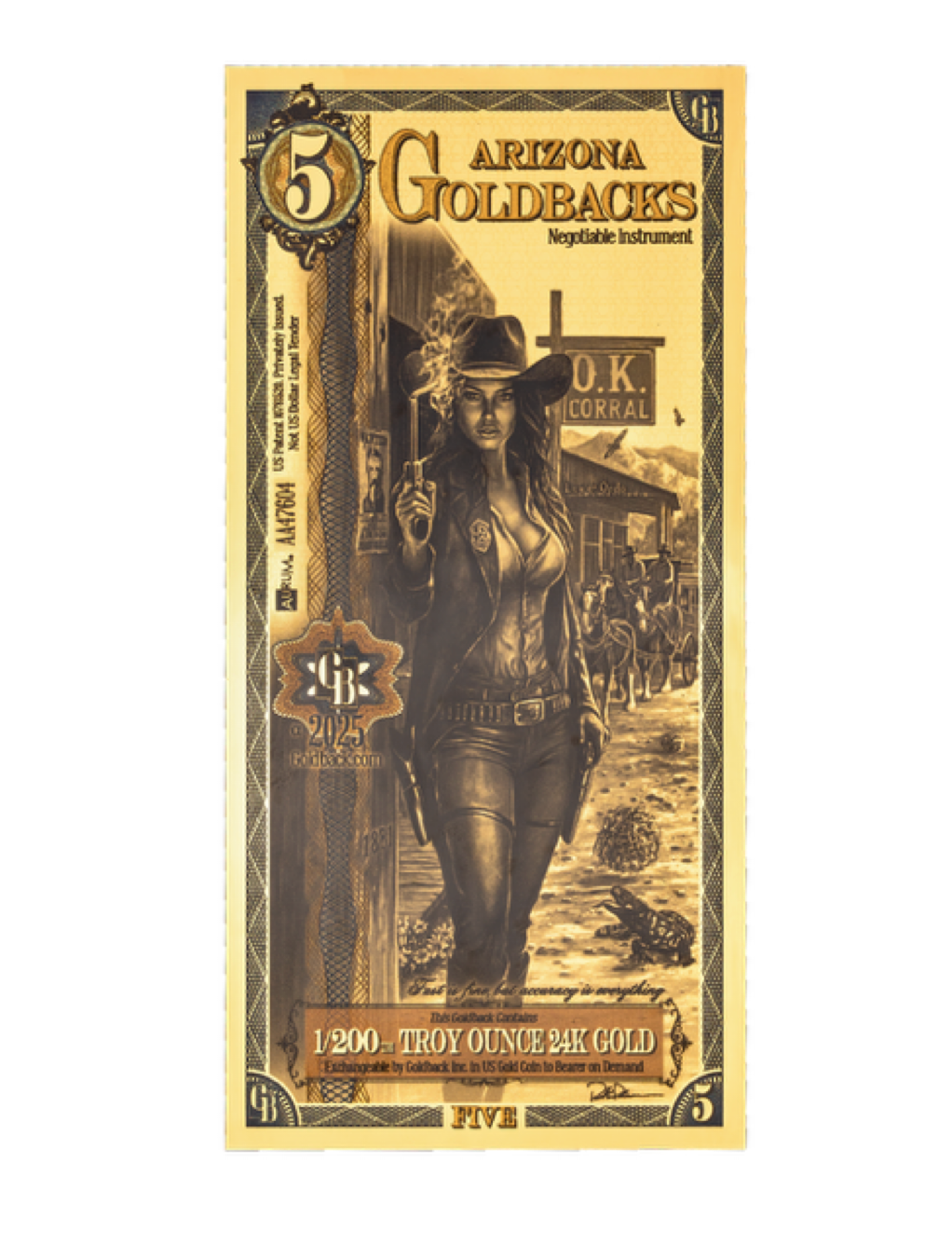Arizona Goldback 5 Alpha Series - 1/200 Troy Ounce 24K Gold