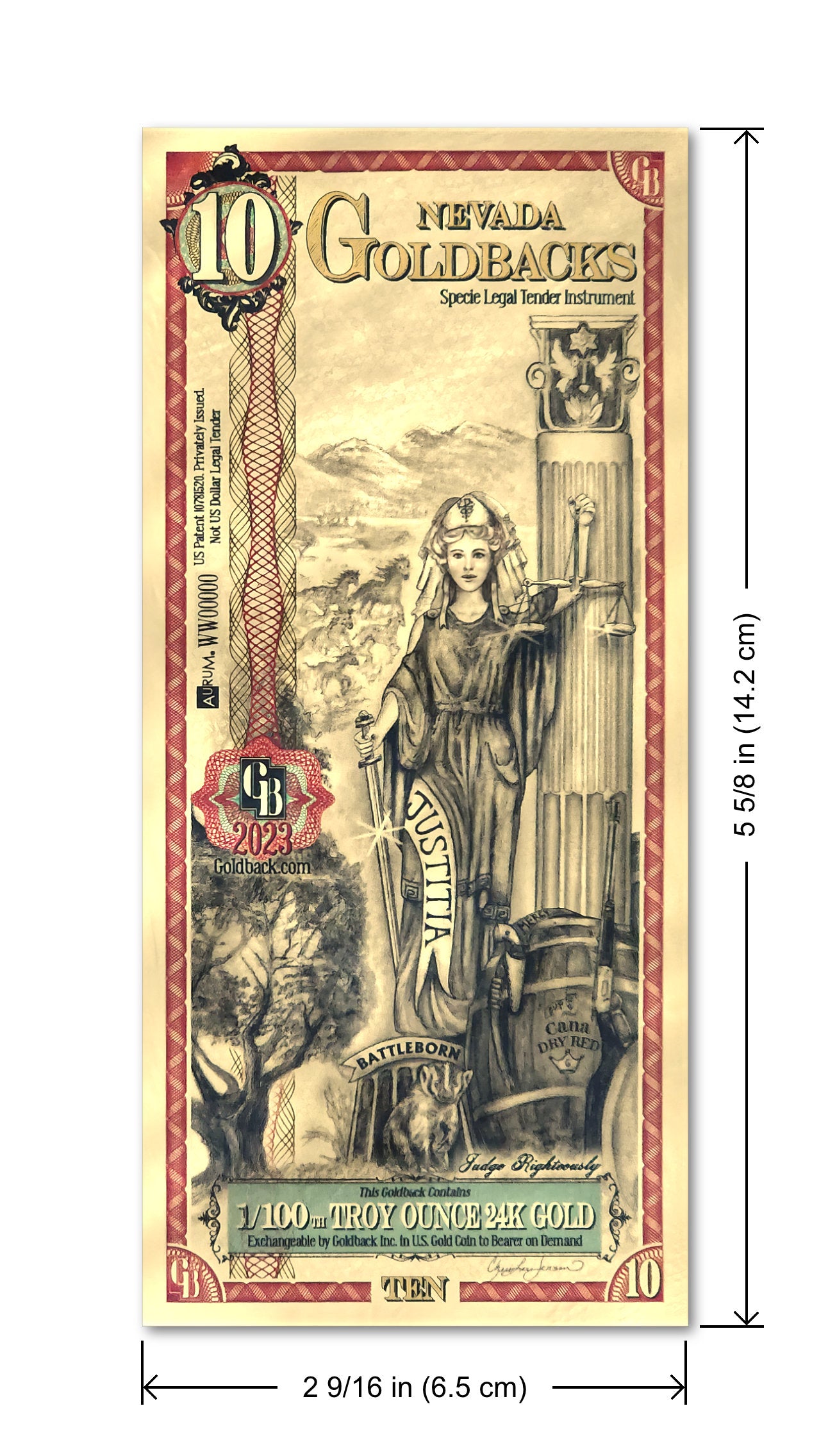 Nevada Goldbacks 10 - Justitia
