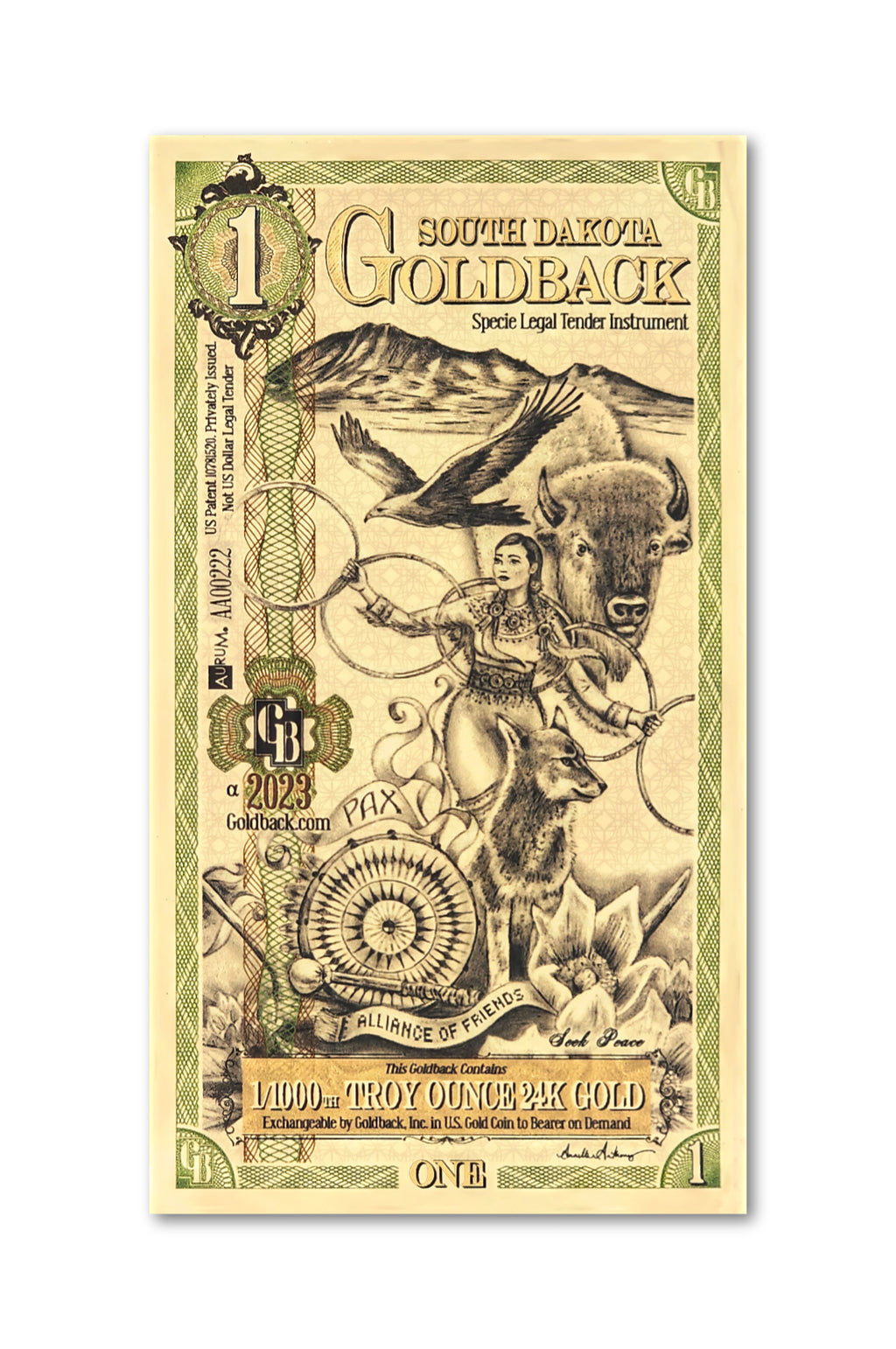 South Dakota 1 Goldback Alpha - 2023 Edition