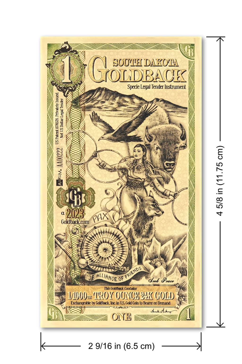 South Dakota 1 Goldback Alpha - 2023 Edition