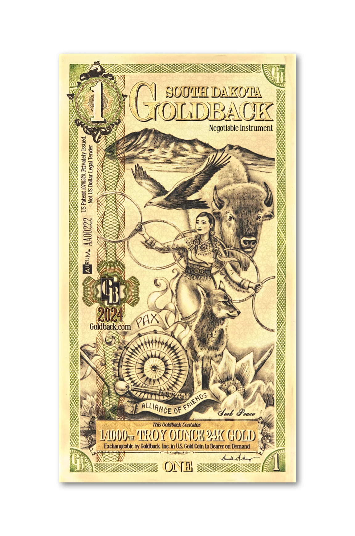 South Dakota 1 Goldback - 2024 Edition