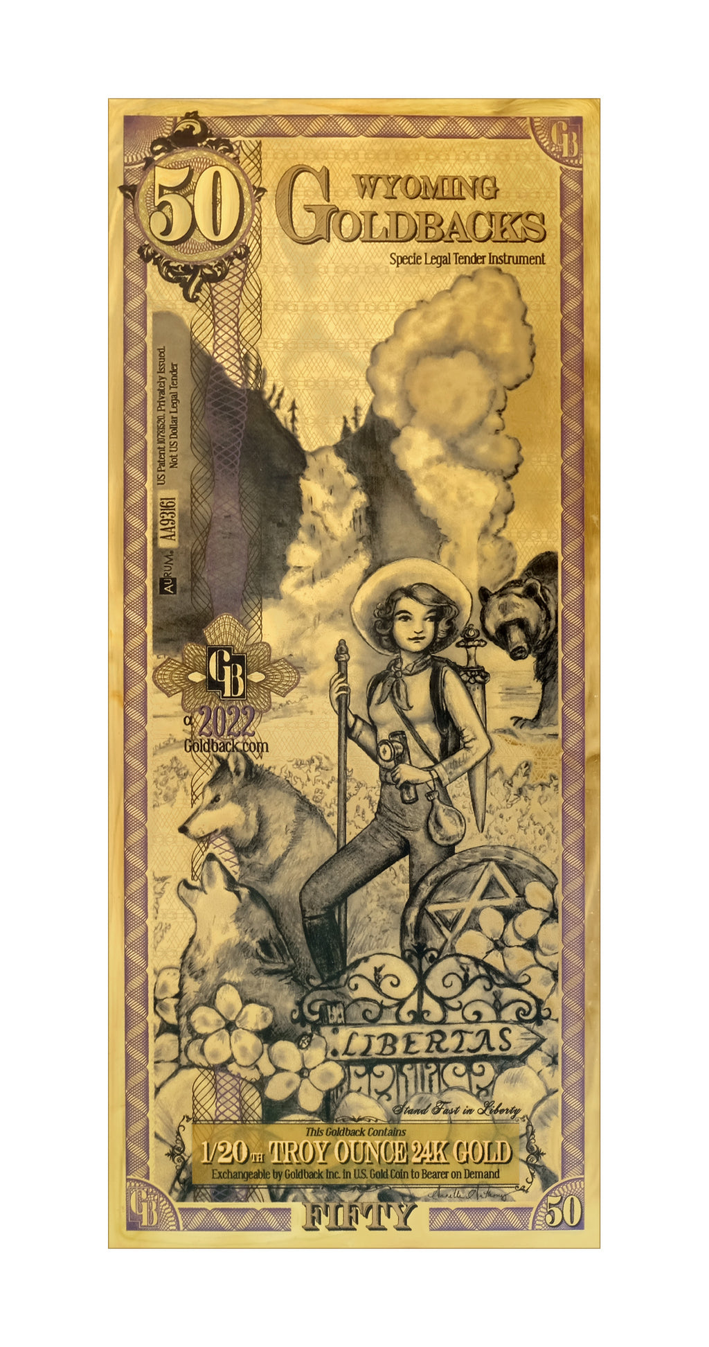 Wyoming Goldbacks 50 - Alpha Series