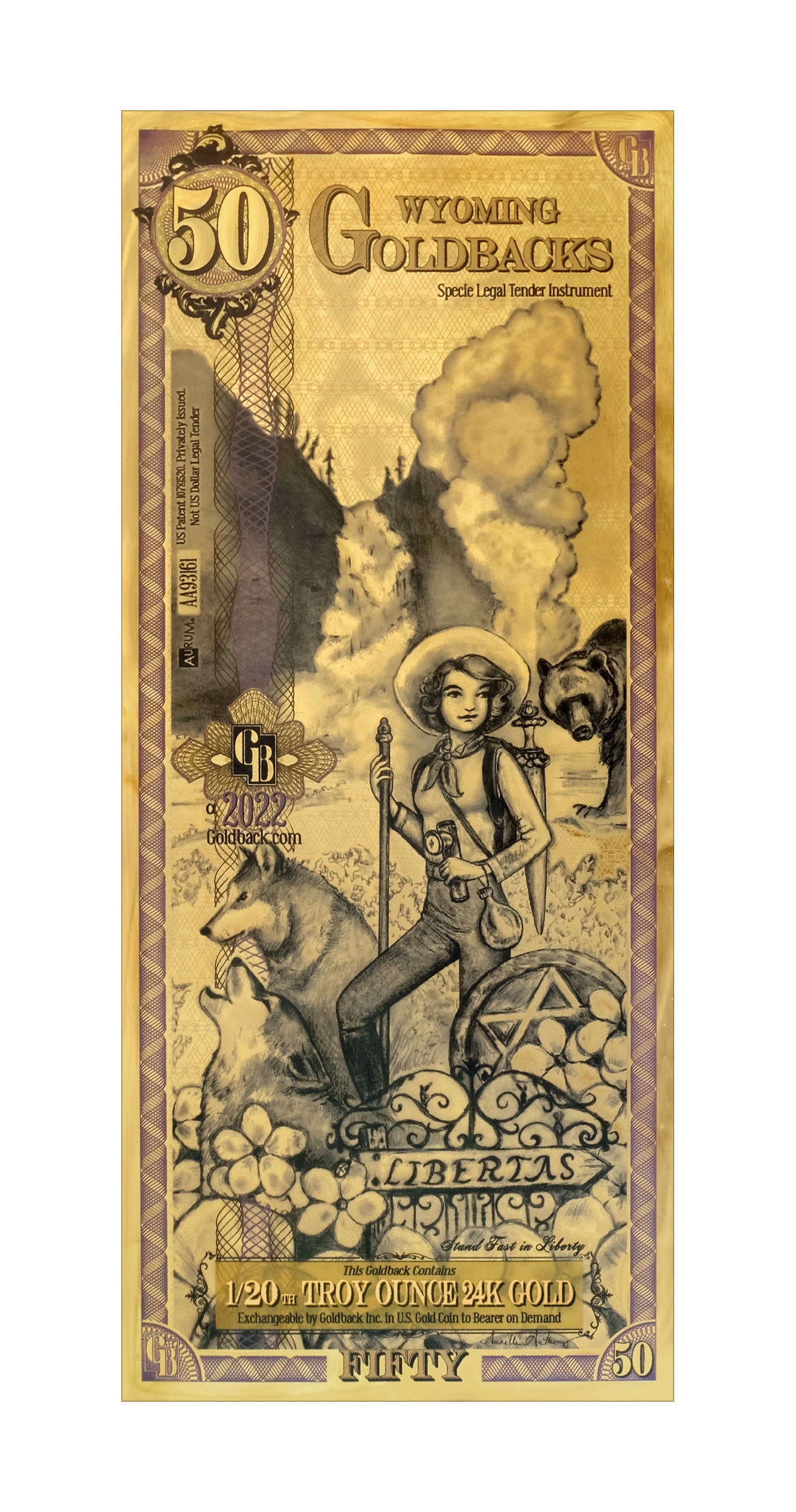 Wyoming Goldbacks 50 - Alpha Series