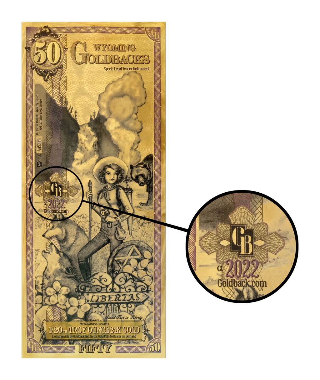 Wyoming Goldbacks 50 - Alpha Series