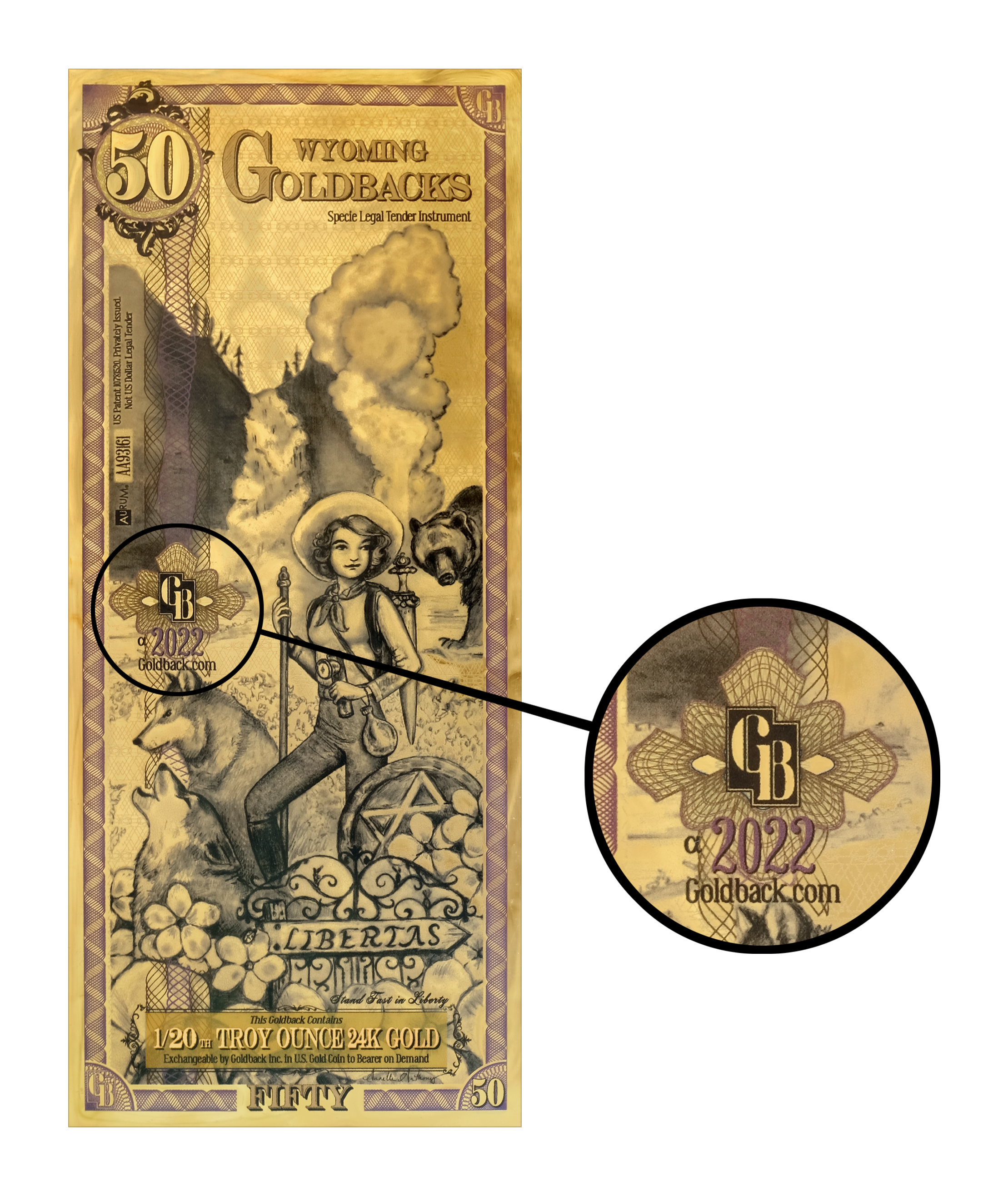 Wyoming Goldbacks 50 - Alpha Series