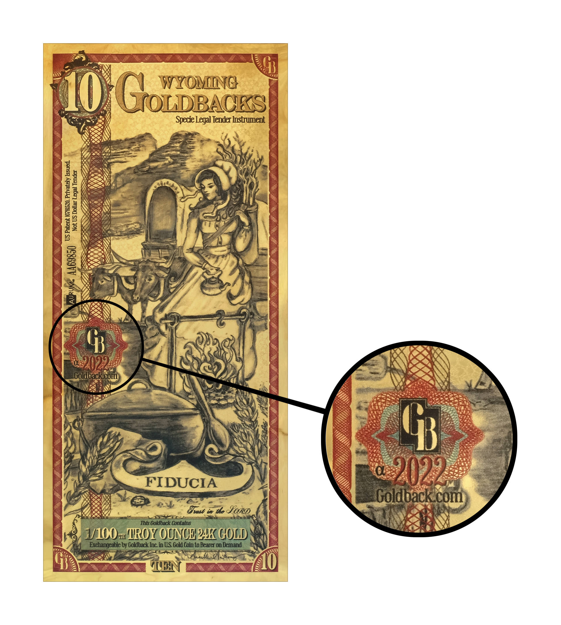 Wyoming Goldbacks 10 - Alpha Series